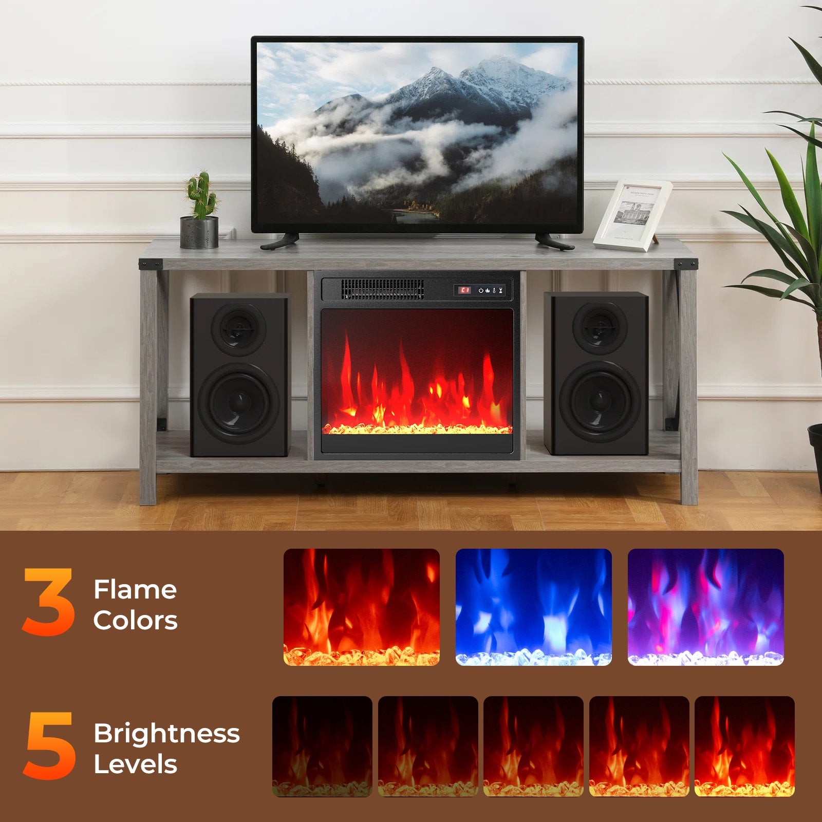 18 Inch Electric Fireplace Insert Fireplace Heater with Overheat Protection, Black Fireplaces   at Gallery Canada