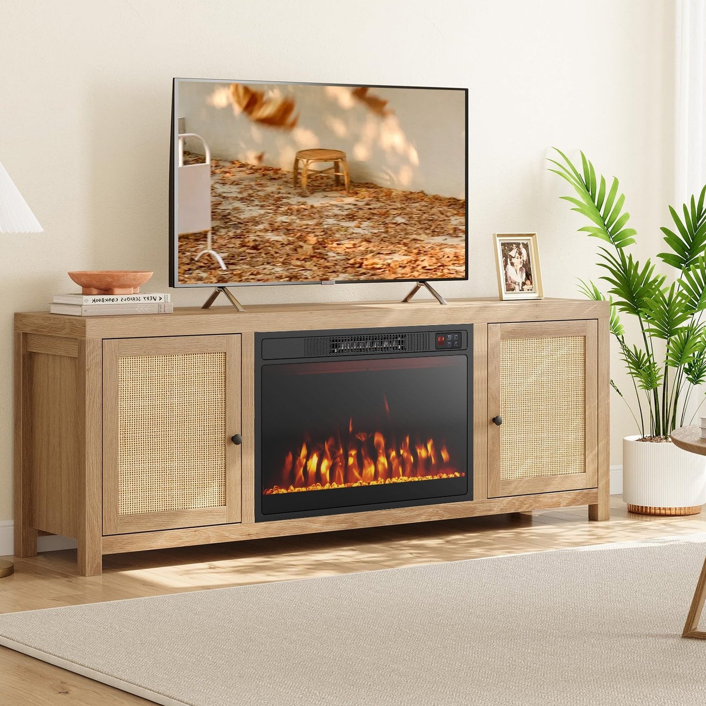 23 Inches 750W/1500W Electric Fireplace Heater with Alter Flame Color and Brightness, Black Fireplaces   at Gallery Canada