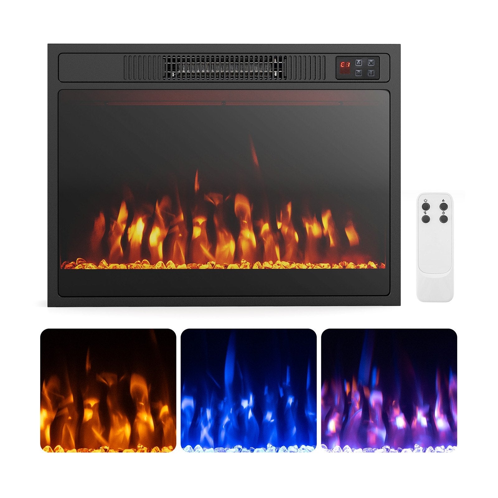 23 Inches 750W/1500W Electric Fireplace Heater with Alter Flame Color and Brightness, Black Fireplaces   at Gallery Canada