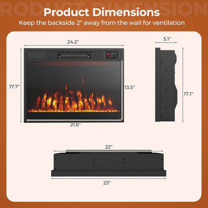 23 Inches 750W/1500W Electric Fireplace Heater with Alter Flame Color and Brightness, Black Fireplaces   at Gallery Canada