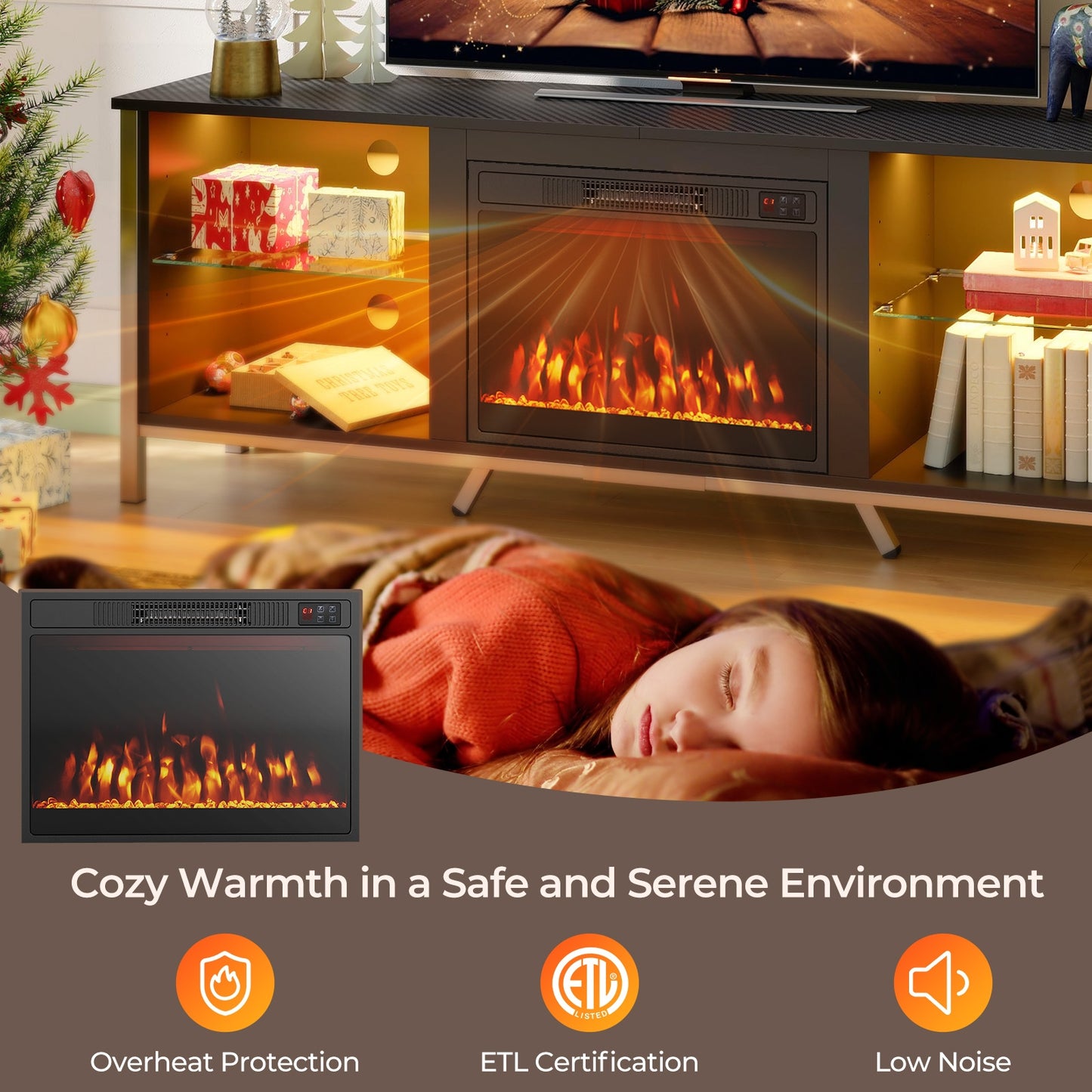 23 Inches 750W/1500W Electric Fireplace Heater with Alter Flame Color and Brightness, Black Fireplaces   at Gallery Canada