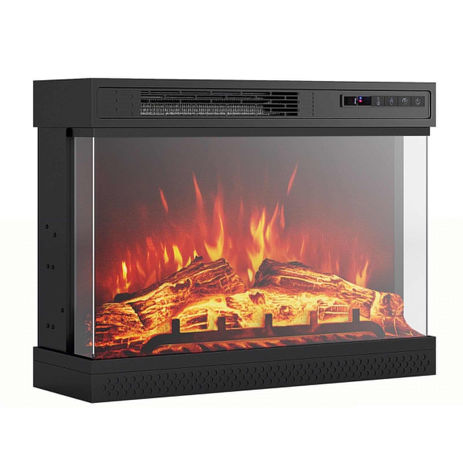 24 Inches 3-Sided Glass Electric Fireplace Heater with Remote Control, Black Fireplaces   at Gallery Canada