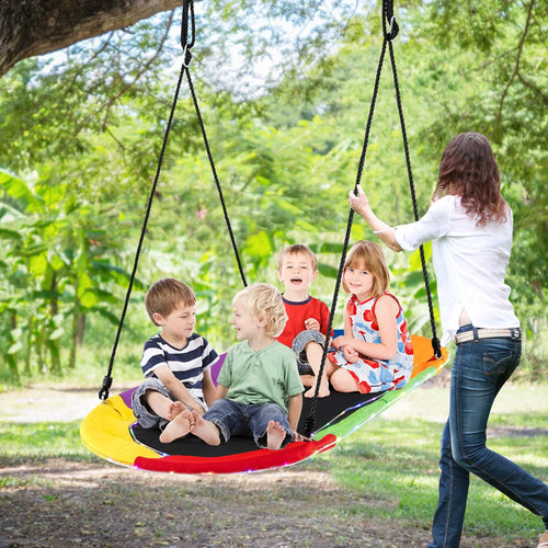 60 Inches Saucer Swing with LED Lights for Kids and Adults, Multicolor