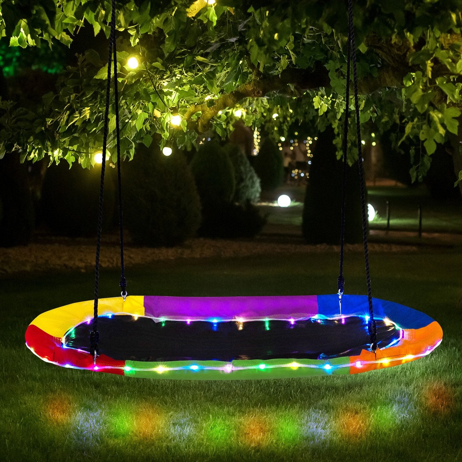 60 Inches Saucer Swing with LED Lights for Kids and Adults, Multicolor Swing & Playsets   at Gallery Canada