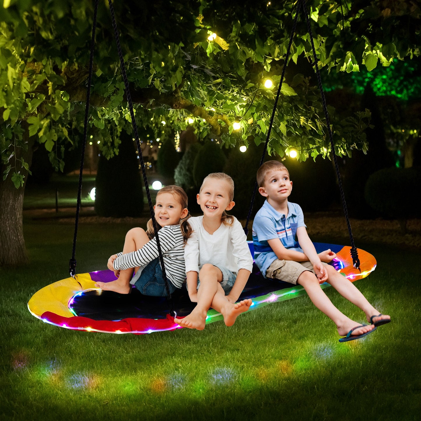 60 Inches Saucer Swing with LED Lights for Kids and Adults, Multicolor Swing & Playsets   at Gallery Canada