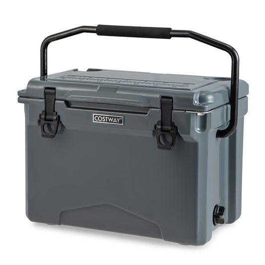 25 QT Hard Cooler with Aluminum Handle and Integrated Cup Holders, Gray Coolers Gray  at Gallery Canada