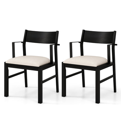 Dining Chair with Contoured Backrest and Padded Seat Set of 2, Cream White Dining Chairs Cream White  at Gallery Canada