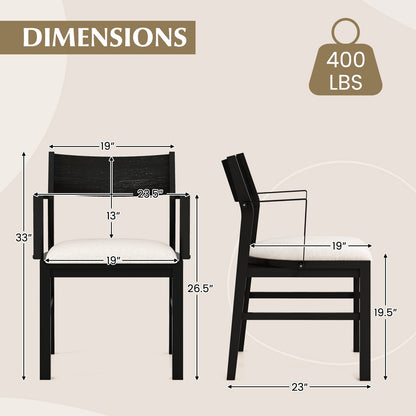 Dining Chair with Contoured Backrest and Padded Seat Set of 2, Cream White Dining Chairs   at Gallery Canada