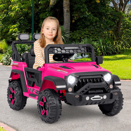 12V Electric Kids Ride on Truck with Remote Control and Music, Pink Powered Ride On Toys Pink  at Gallery Canada