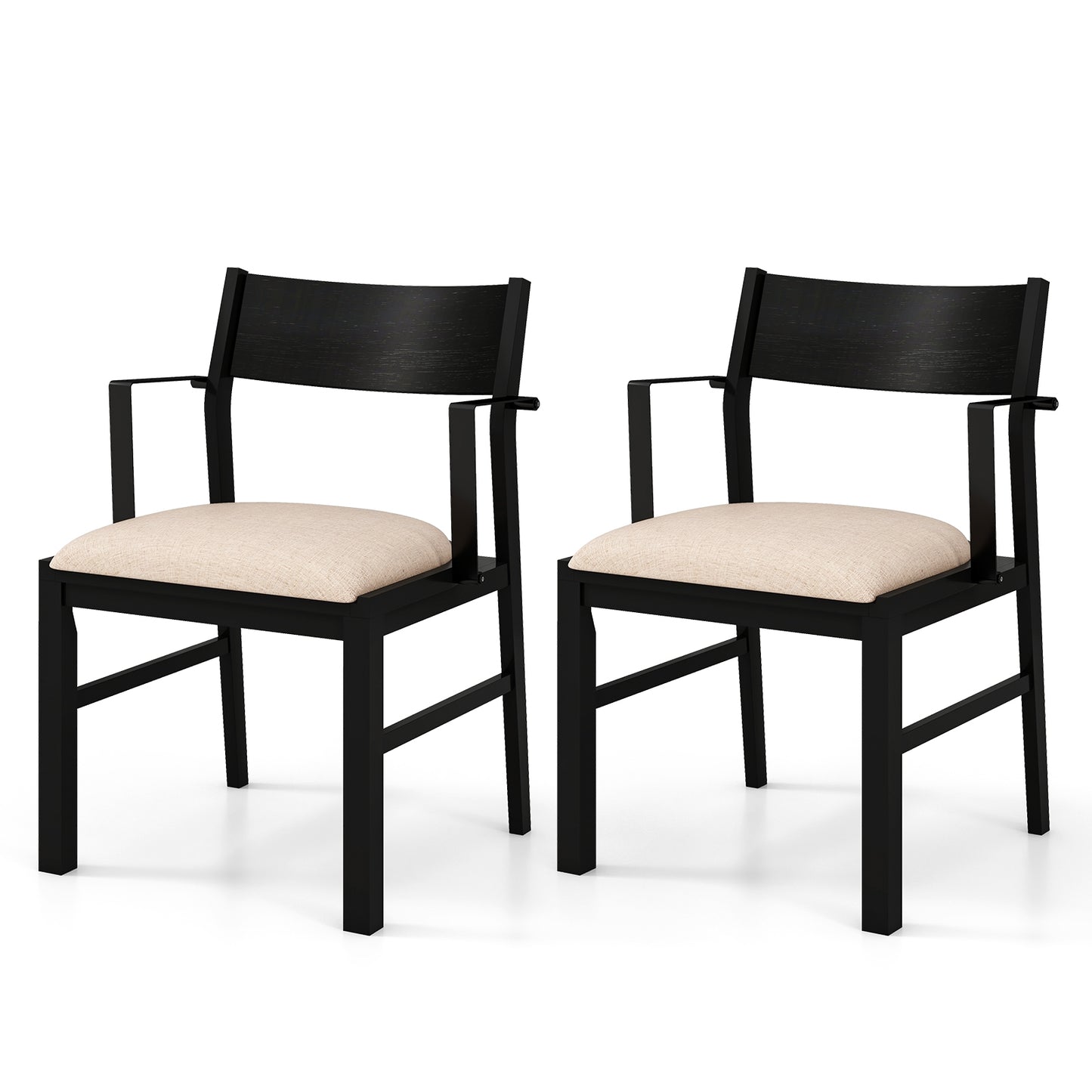 Dining Chair with Contoured Backrest and Padded Seat Set of 2, Beige Dining Chairs Beige  at Gallery Canada