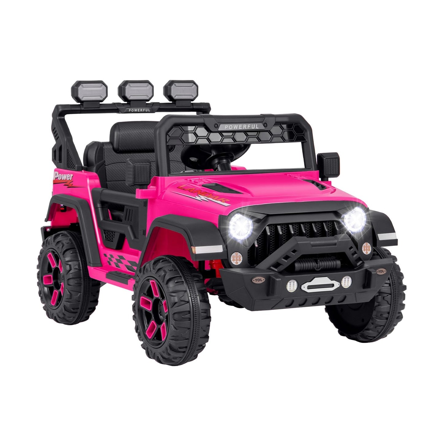 12V Electric Kids Ride on Truck with Remote Control and Music, Pink Powered Ride On Toys Pink  at Gallery Canada