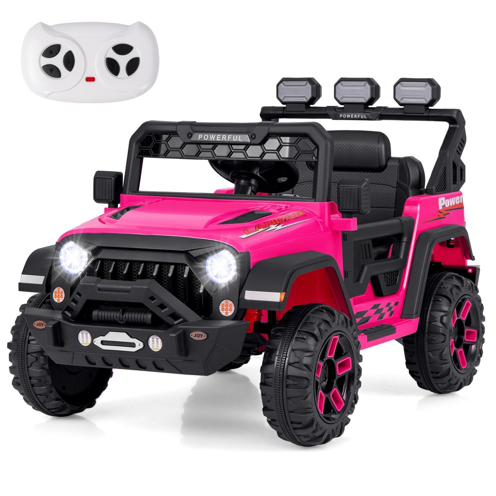 12V Electric Kids Ride on Truck with Remote Control and Music, Pink Powered Ride On Toys   at Gallery Canada