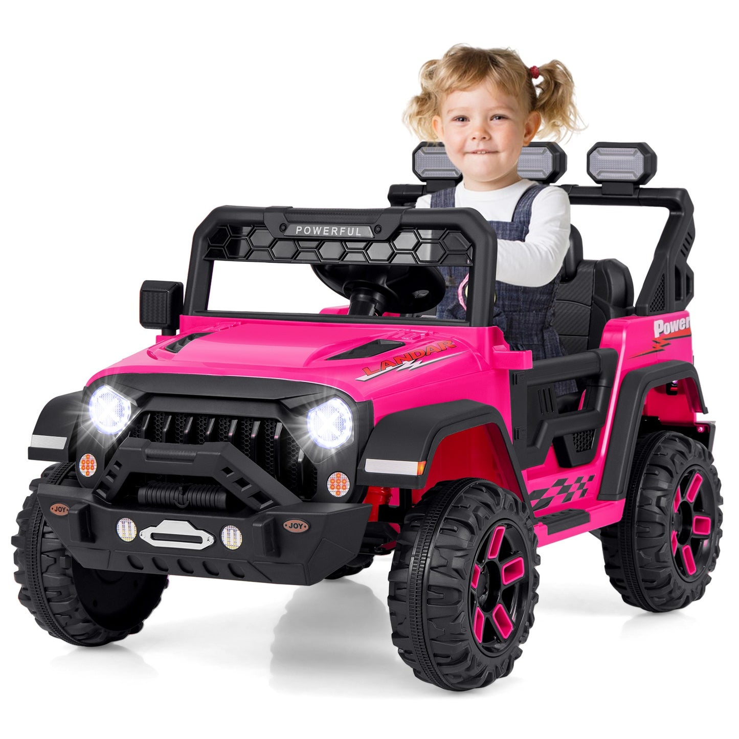 12V Electric Kids Ride on Truck with Remote Control and Music, Pink Powered Ride On Toys   at Gallery Canada