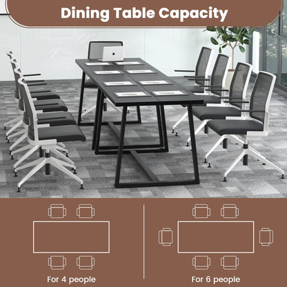 Large Dining Table with Heavy-duty Metal Frame and Anti-slip Foot Pads, Black Dining Tables   at Gallery Canada