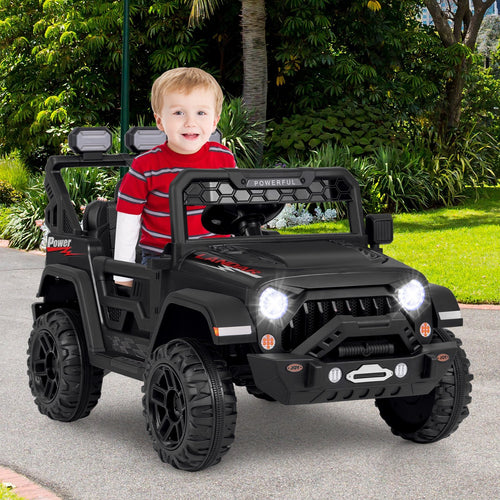 12V Electric Kids Ride on Truck with Remote Control and Music, Black