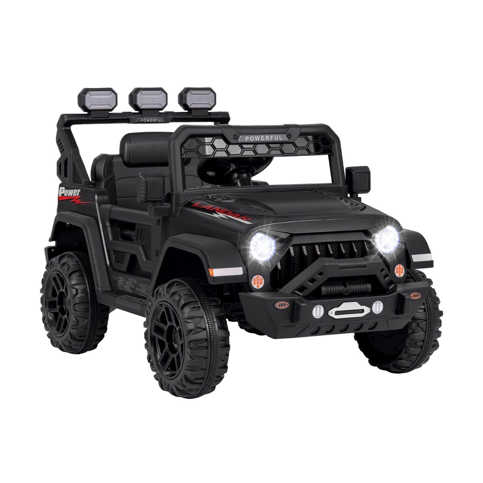 12V Electric Kids Ride on Truck with Remote Control and Music, Black Powered Ride On Toys Black  at Gallery Canada