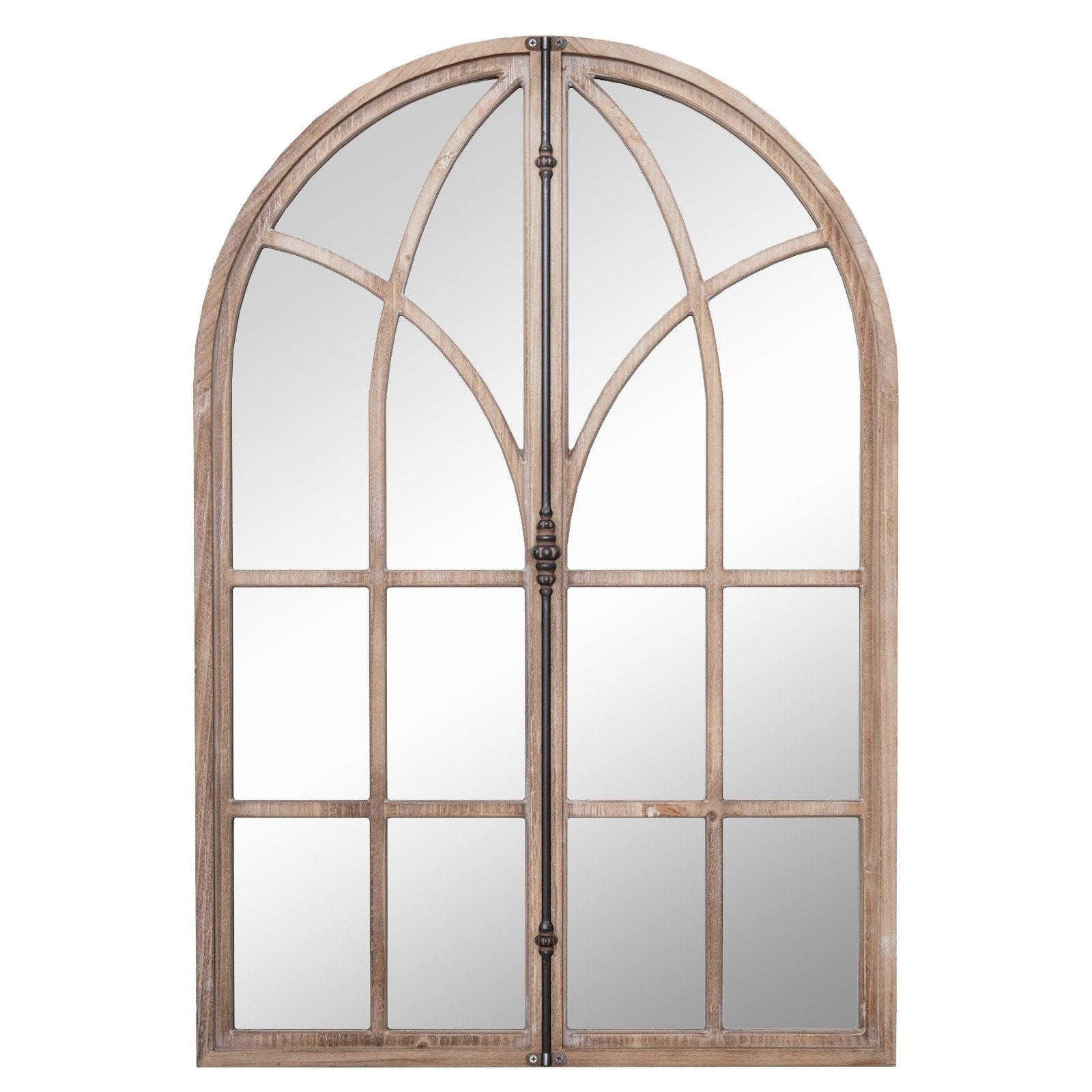 Arched Window Pane Mirror Wall Mounted for Living Room and Entryway, Natural Wall Mirrors Natural  at Gallery Canada