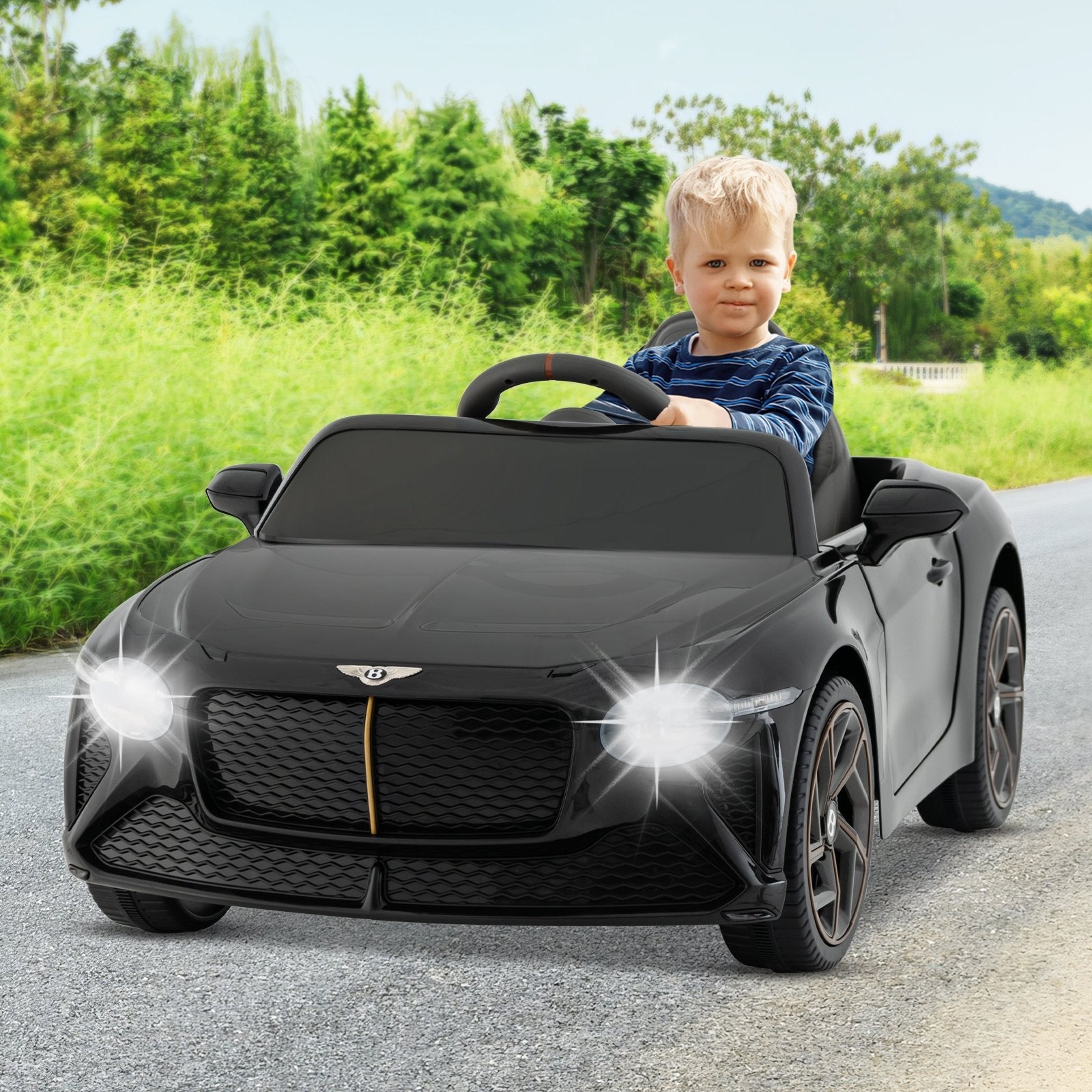 12V Powered Car Kids Ride-on Racer Car Licensed Bentley Bacalar, Black Powered Ride On Toys   at Gallery Canada