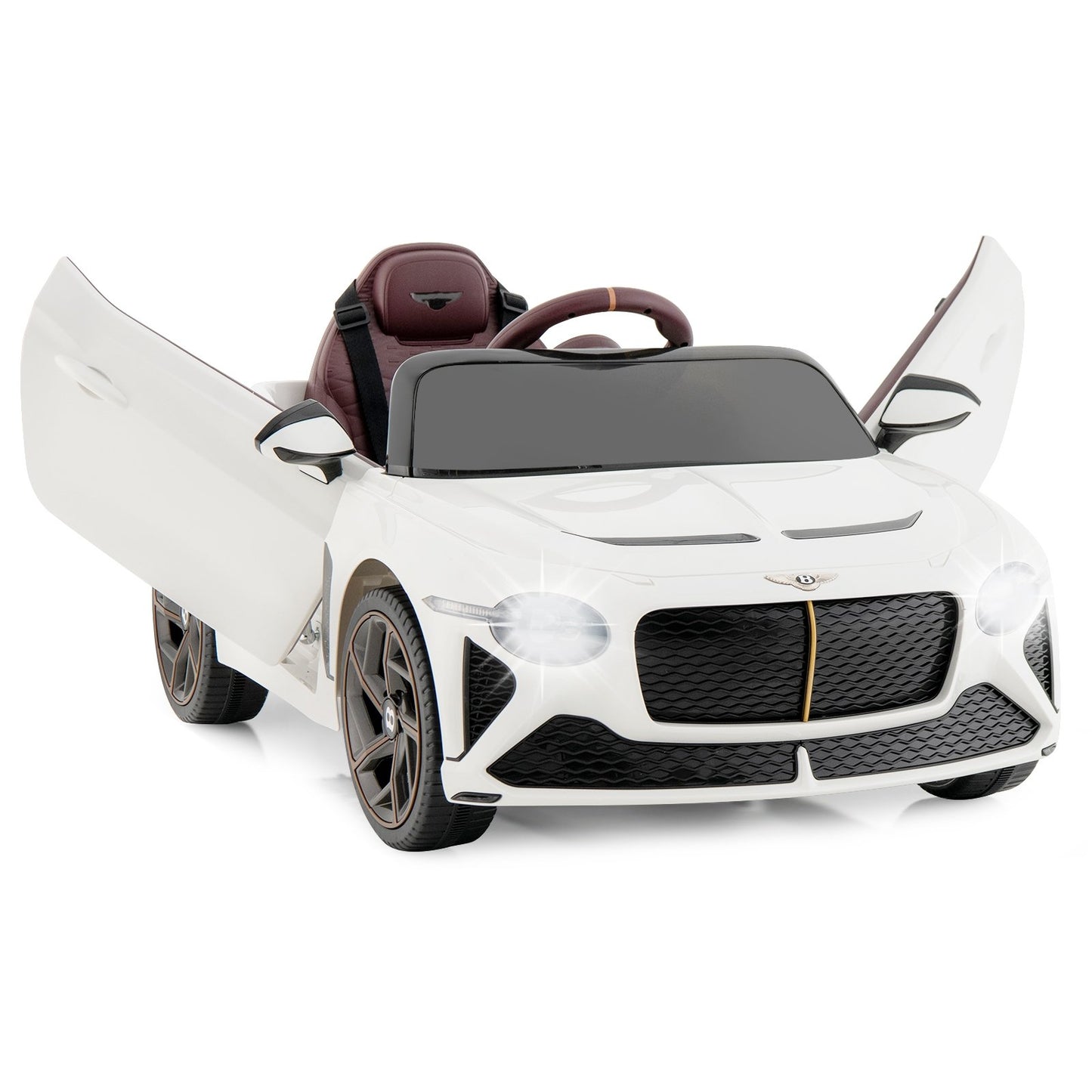 12V Powered Car Kids Ride-on Racer Car Licensed Bentley Bacalar, White Powered Ride On Toys White  at Gallery Canada