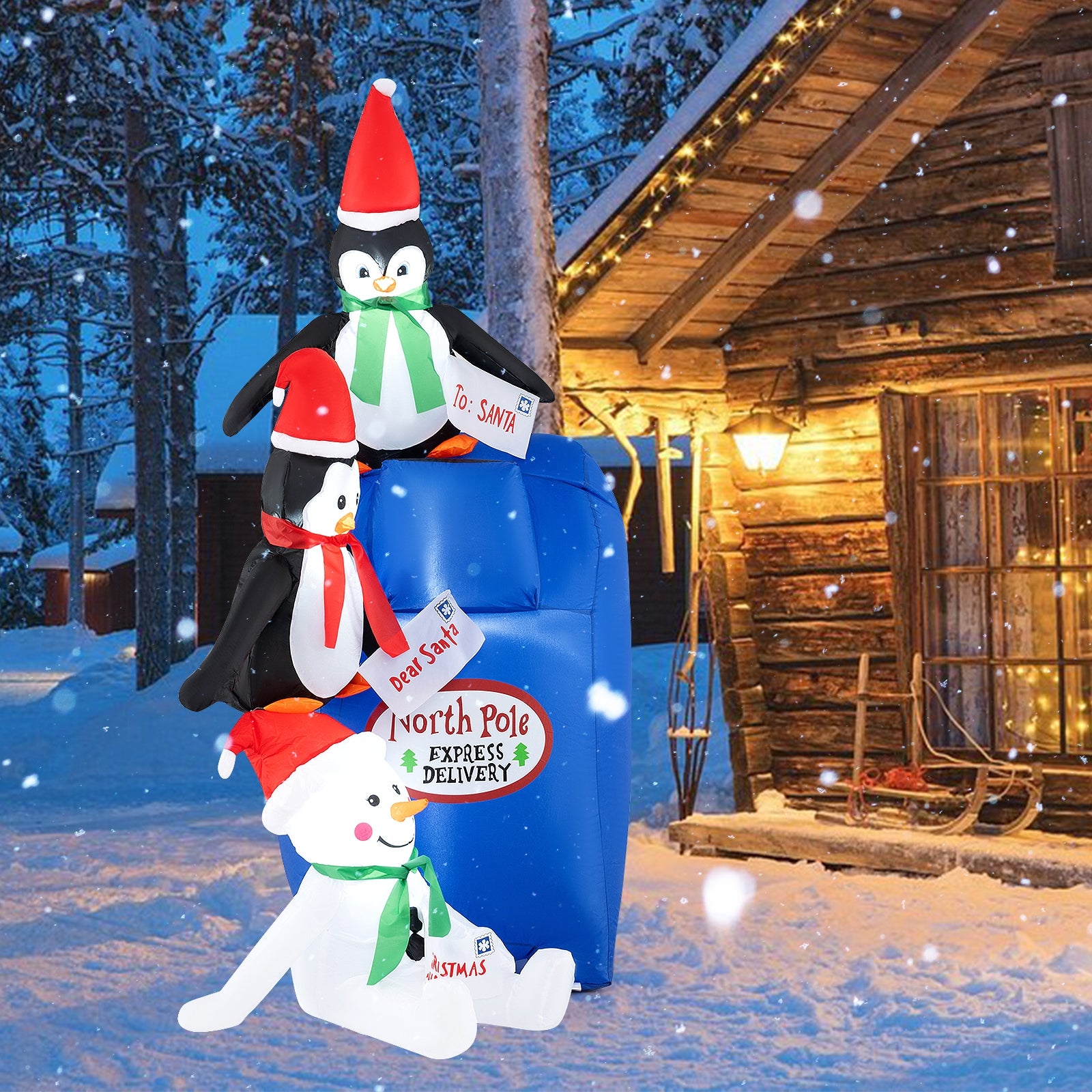 6 FT Lighted Christmas Inflatable Built-in LED Lights  Penguins and Snowman, Color Christmas Inflatables   at Gallery Canada