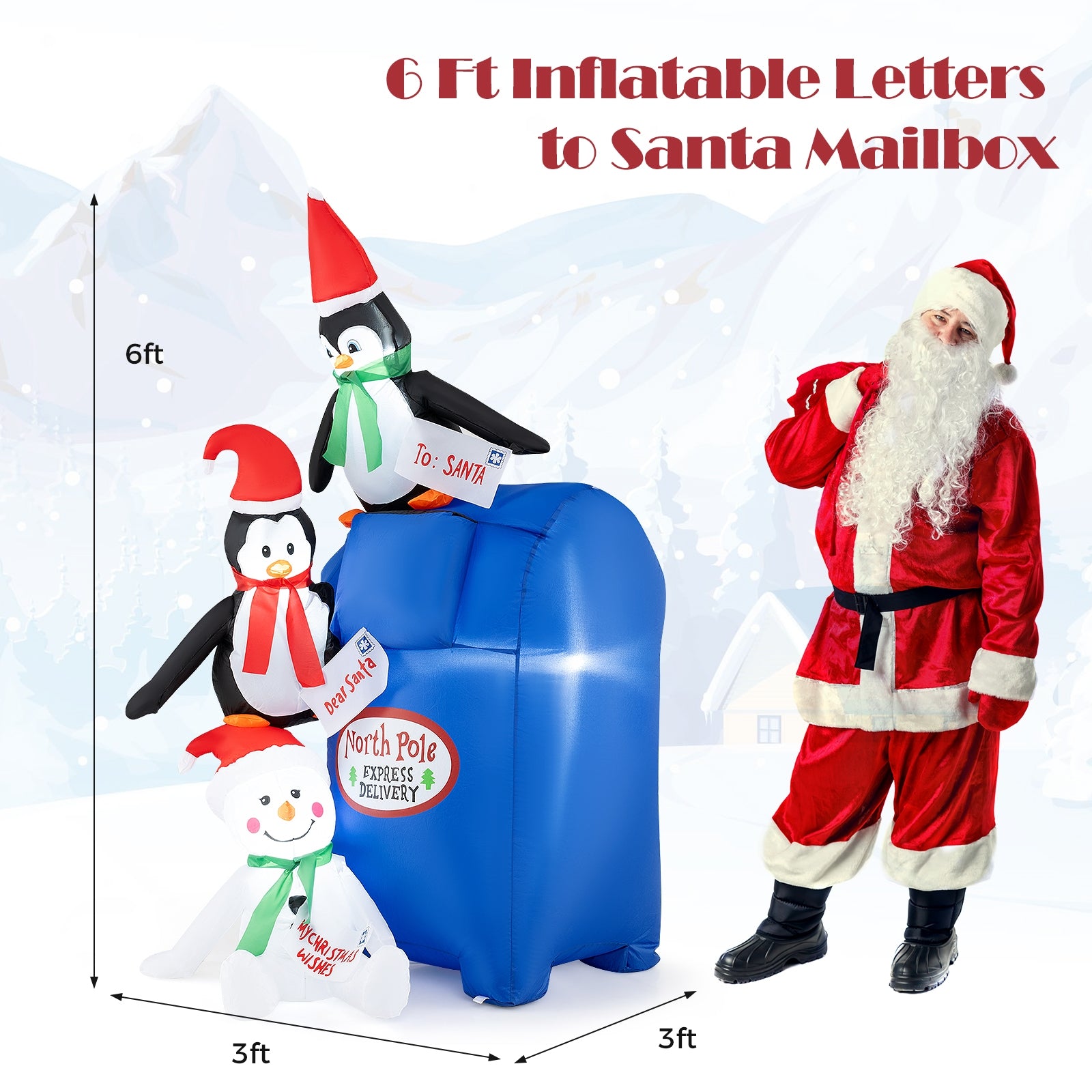 6 FT Lighted Christmas Inflatable Built-in LED Lights  Penguins and Snowman, Color Christmas Inflatables   at Gallery Canada