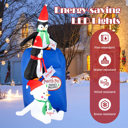 6 FT Lighted Christmas Inflatable Built-in LED Lights  Penguins and Snowman, Color Christmas Inflatables   at Gallery Canada