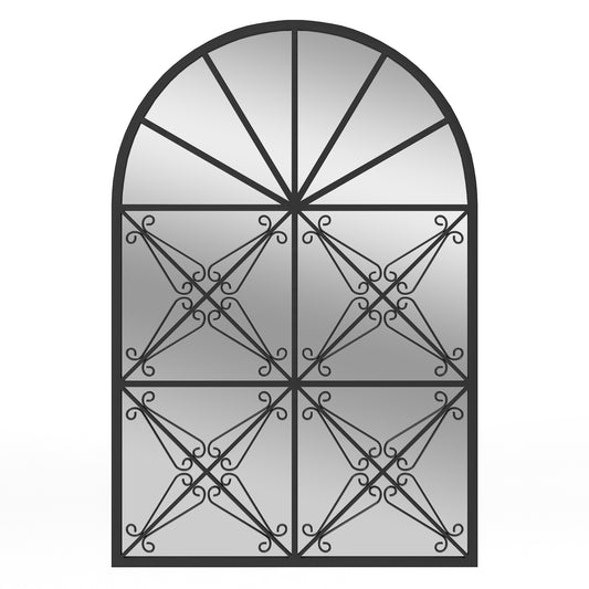 23 Inches x 34 Inches Arched Window Pane Mirror with Metal Frame for Living Room, Black Wall Mirrors Black  at Gallery Canada