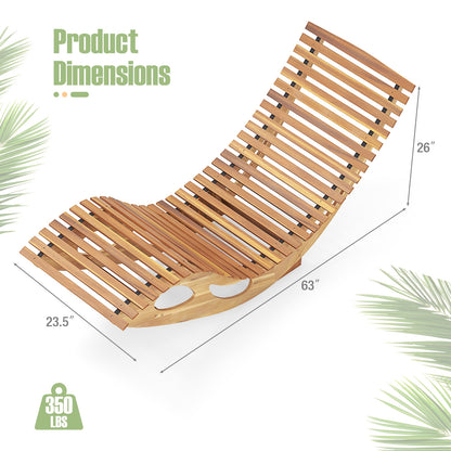 Acacia Wood Patio Rocking Sun Lounger Chaise Lounge with Ergonomic Curved Seat, Natural Patio Rocking Chairs & Gliders   at Gallery Canada