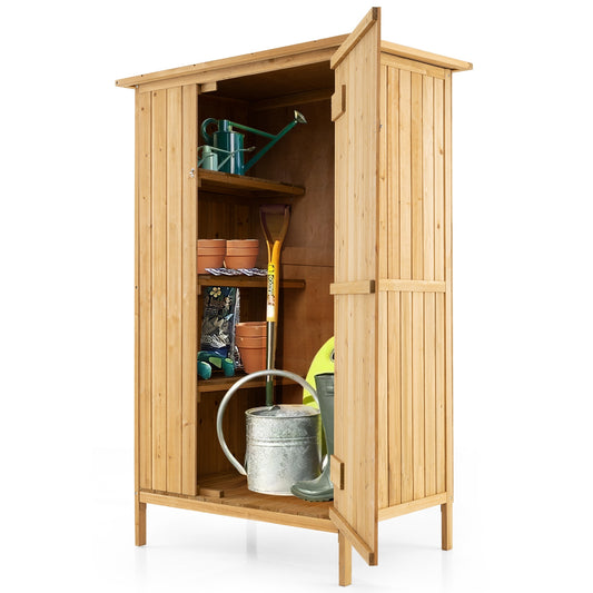 5 × 3 Feet Outdoor Storage Cabinet with Asphalt Roof and 3 Shelves, Natural Sheds & Outdoor Storage Natural  at Gallery Canada