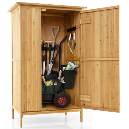 5 × 3 Feet Outdoor Storage Cabinet with Asphalt Roof and 3 Shelves, Natural Sheds & Outdoor Storage   at Gallery Canada