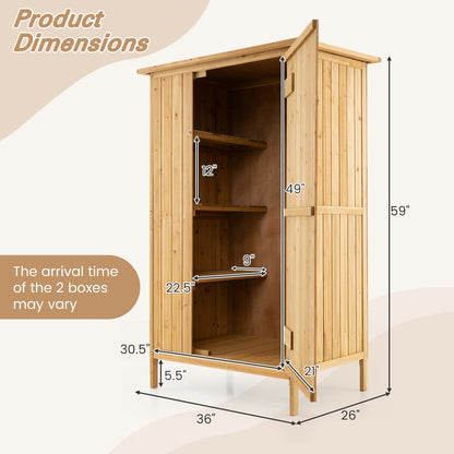 5 × 3 Feet Outdoor Storage Cabinet with Asphalt Roof and 3 Shelves, Natural Sheds & Outdoor Storage   at Gallery Canada