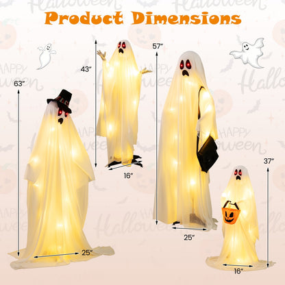 4 PCS Halloween Light up White Cloth Ghost Family with Red and Warm White LED Lights, White Halloween   at Gallery Canada