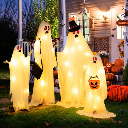 4 PCS Halloween Light up White Cloth Ghost Family with Red and Warm White LED Lights, White Halloween   at Gallery Canada