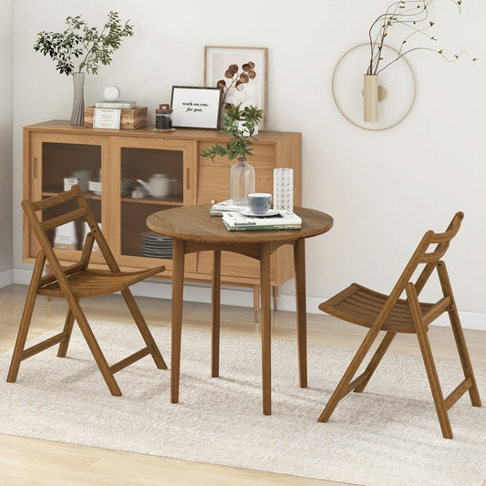 Folding Dining Chair Set of 2 with Rubber Wood Frame and Slatted Seat, Walnut Dining Chairs Walnut  at Gallery Canada