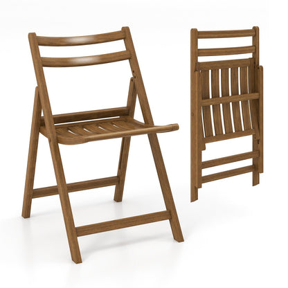 Folding Dining Chair Set of 2 with Rubber Wood Frame and Slatted Seat, Walnut Dining Chairs   at Gallery Canada