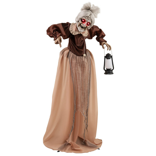 Life-Size Halloween Animatronic Moving and Talking Old Lady Hag Prop, Brown Halloween Brown  at Gallery Canada