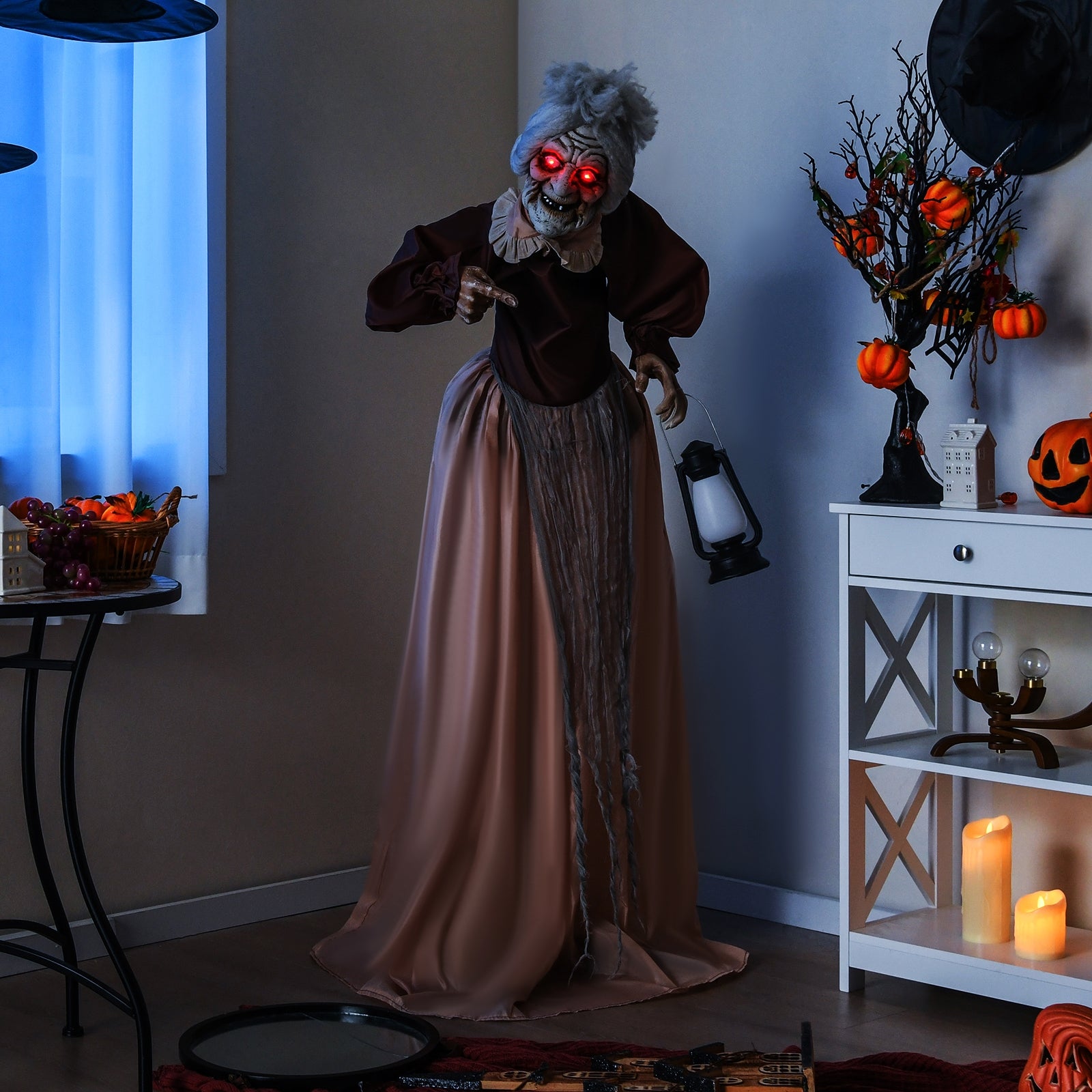 Life-Size Halloween Animatronic Moving and Talking Old Lady Hag Prop, Brown Halloween   at Gallery Canada