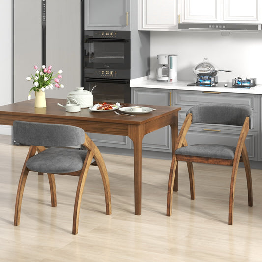 Dining Chair Set of 2 with Padded Cushion and Curved Back for Living Room, Walnut Dining Chairs Walnut  at Gallery Canada