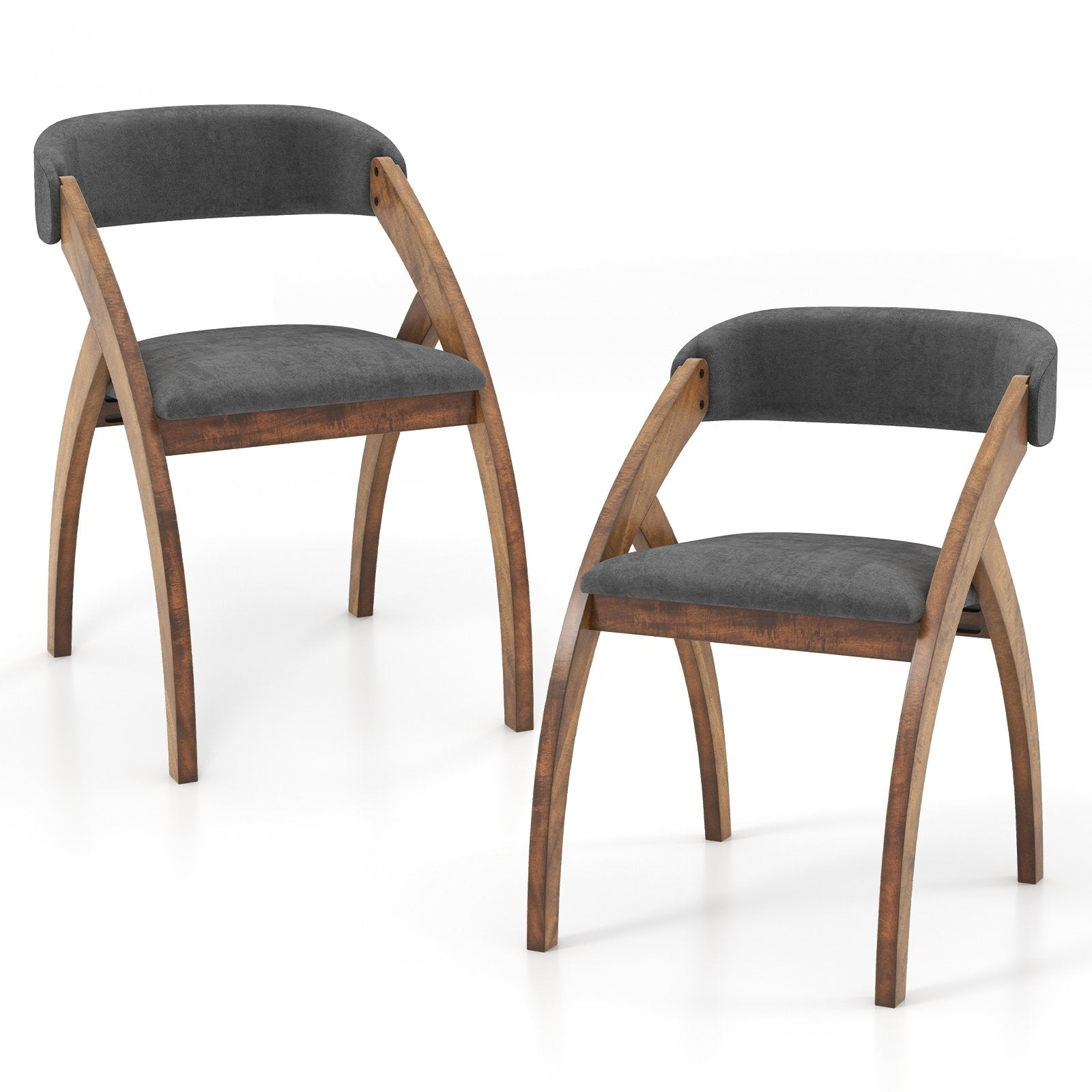 Dining Chair Set of 2 with Padded Cushion and Curved Back for Living Room, Walnut Dining Chairs Walnut  at Gallery Canada