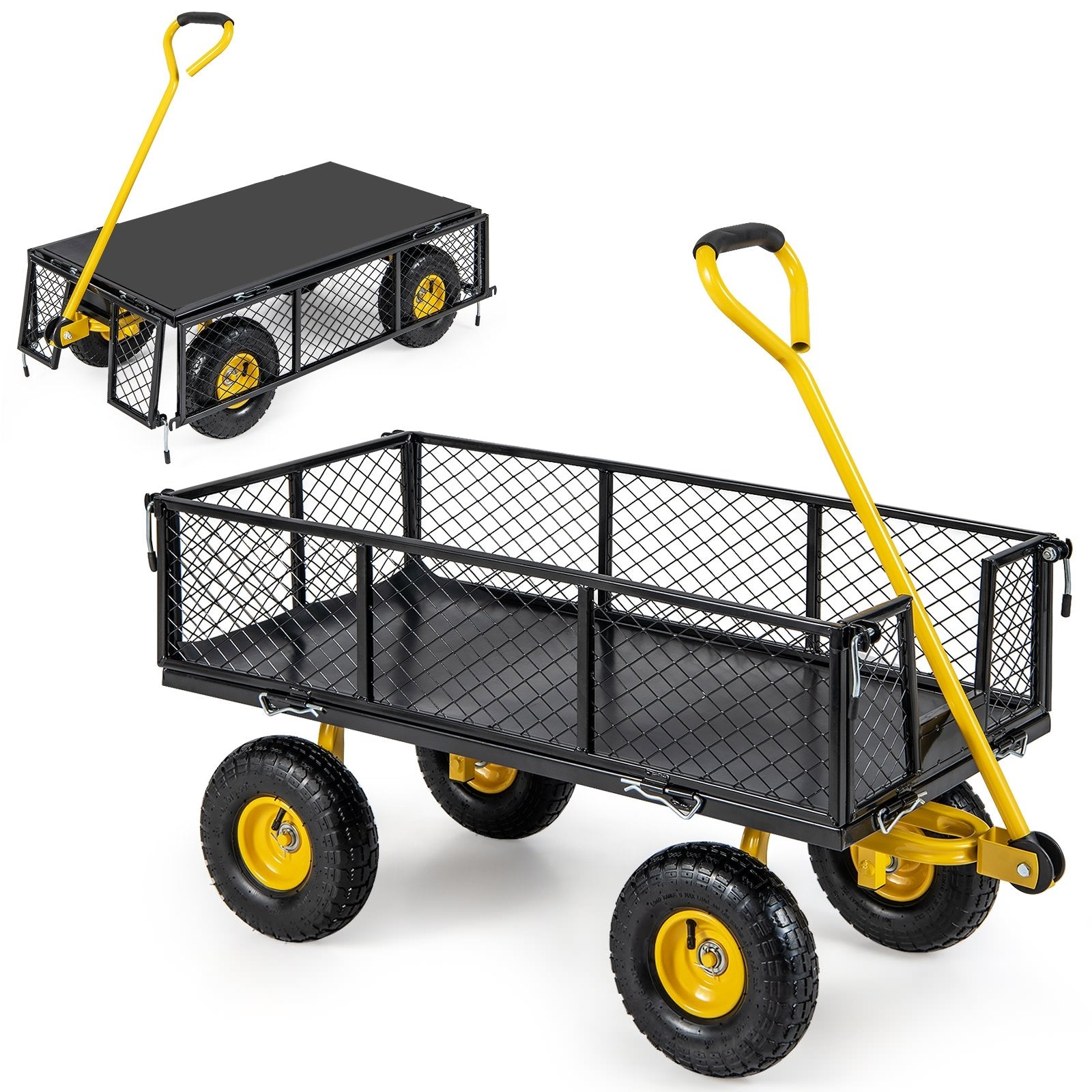 Utility Garden Wagon with 4 Removable Side Panels and 900/1200 LBS Load Capacity-43 X21 X 36 Inch Garden Carts 43 x 21 x 36 Inch  at Gallery Canada