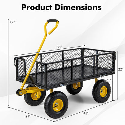 Utility Garden Wagon with 4 Removable Side Panels and 900/1200 LBS Load Capacity-43 X21 X 36 Inch Garden Carts   at Gallery Canada