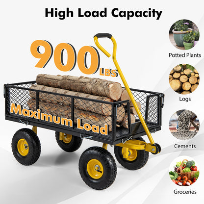 Utility Garden Wagon with 4 Removable Side Panels and 900/1200 LBS Load Capacity-43 X21 X 36 Inch Garden Carts   at Gallery Canada