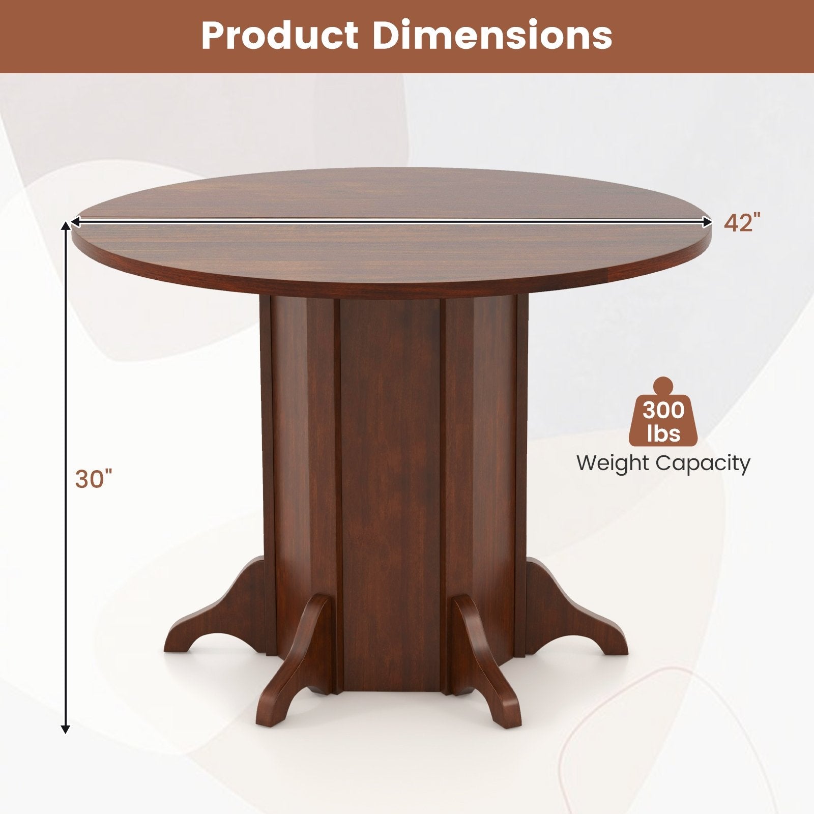 Round Dining Table with Pedestal Base for 4-6 People, Walnut Dining Tables   at Gallery Canada