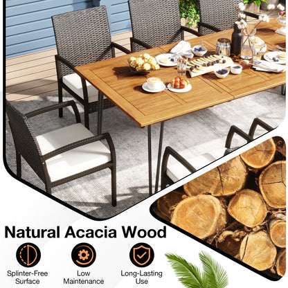 9 Pieces Outdoor Patio Dining Set with Soft Cushions and Acacia Wood Square Table Patio Dining Sets   at Gallery Canada