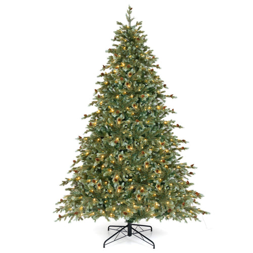 8 Feet Christmas Tree with 8 Lighting Modes and Pine Cones-8 ft, Green