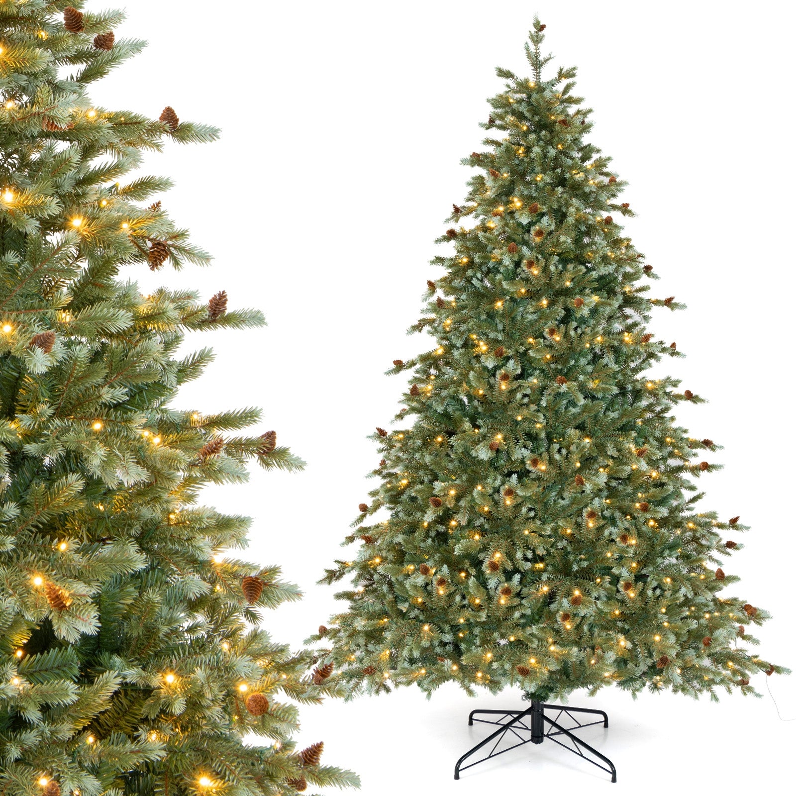 8 Feet Christmas Tree with 8 Lighting Modes and Pine Cones-8 ft, Green Christmas Tree   at Gallery Canada