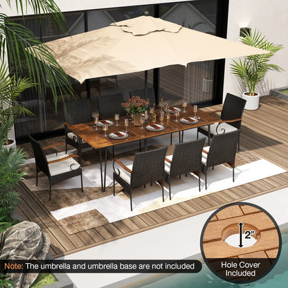 9 Pieces Outdoor Patio Dining Set with Soft Cushions and Umbrella Hole Patio Dining Sets   at Gallery Canada