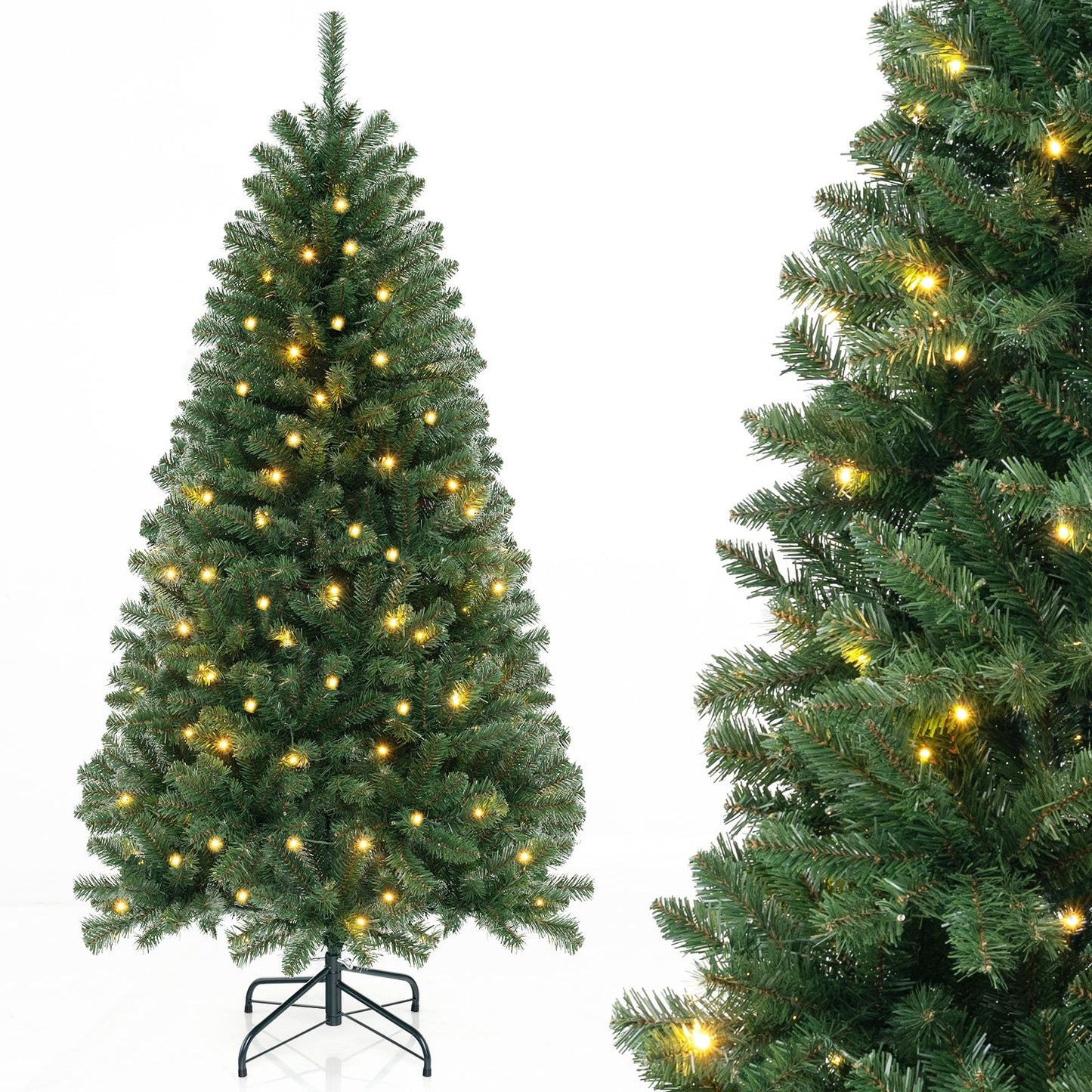 6/7/8 FT Artificial Christmas Tree with 568/830/1182 Branch Tips and 200/250/400 Warm White LED Lights-M, Green Christmas Tree Medium - Green  at Gallery Canada