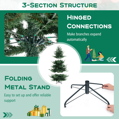 6/7/8 FT Artificial Christmas Tree with 568/830/1182 Branch Tips and 200/250/400 Warm White LED Lights-L, Green Christmas Tree   at Gallery Canada