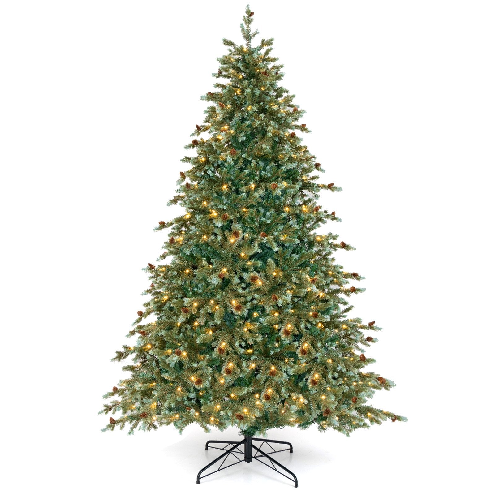 6/7/8 Feet Christmas Tree with Warm White LED Lights and Pine Cones-7 ft, Green Christmas Tree 7 Foot - Green  at Gallery Canada